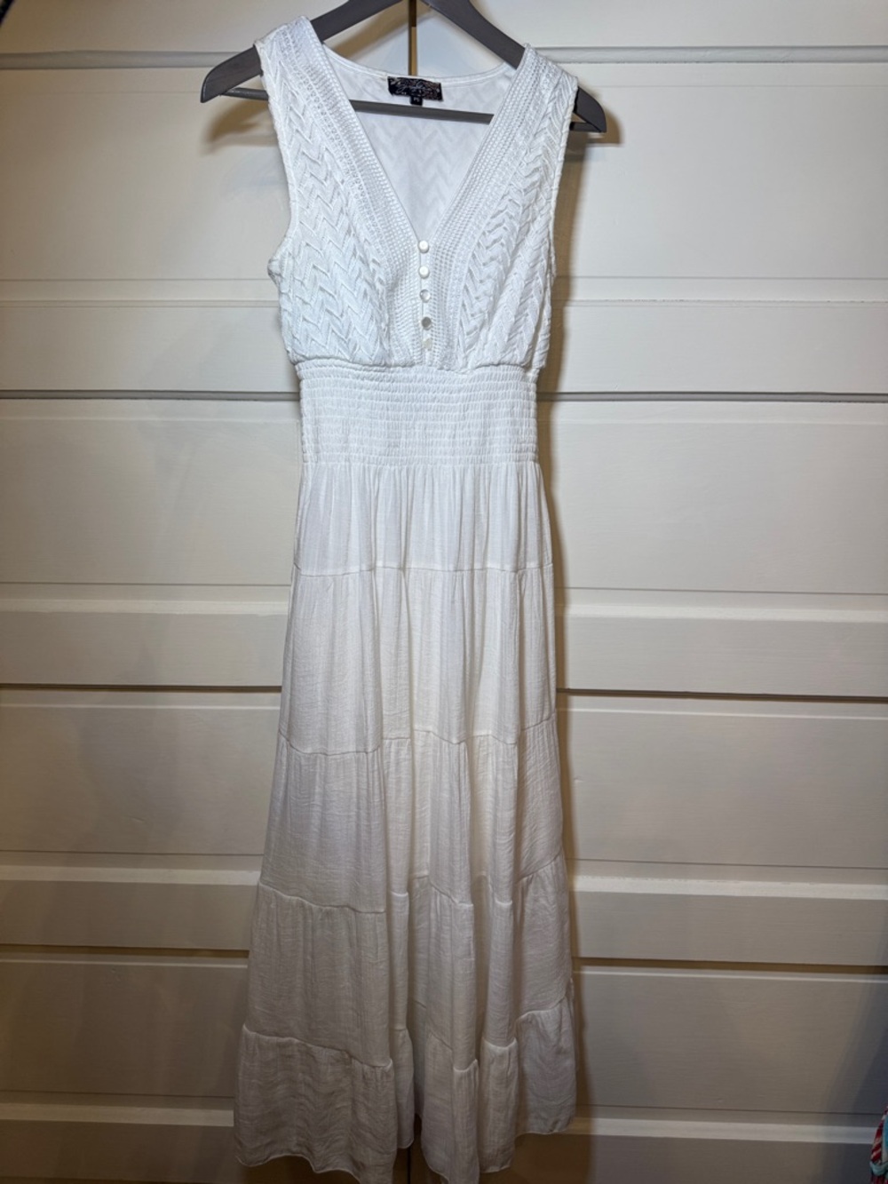 White milkmaid coquette  Prairie Maxi Dress  Tiered Boho Romantic XS